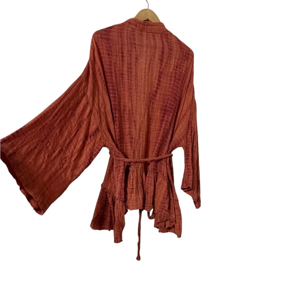FREE PEOPLE Sasha Tie Dye Cotton Wrap Belted Kimono Cover Up